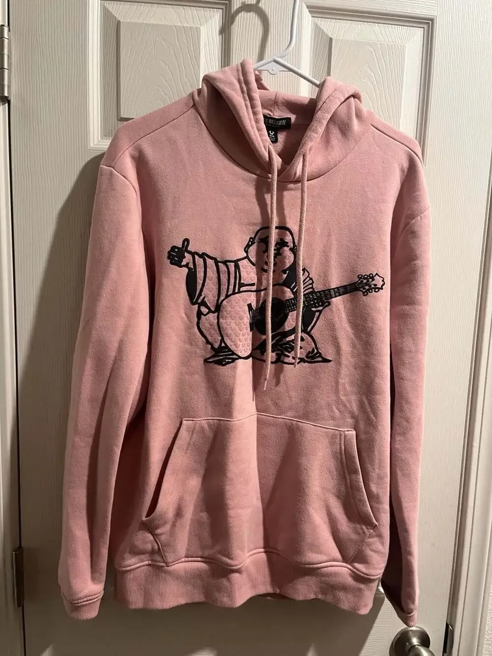 True Religion Pink Buddha Guitar Sleeve Graphic Hoodie